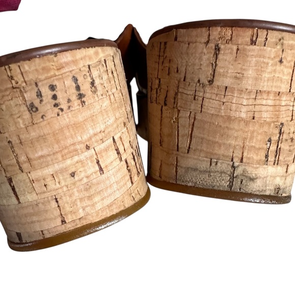 Kork Ease Sabrina Cognac Brown Leather Wedge Sandals Size 8 - Picture 6 of 10